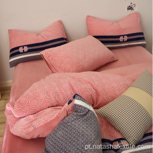 Conjuntos de cama de flanela de inverno com leite infantil rosa